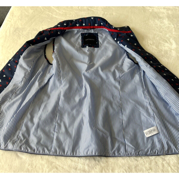 Talbots Diamond Quilted Vest Women’s Sz S Heart Print Zip Pockets Elastic Waist - Picture 6 of 8